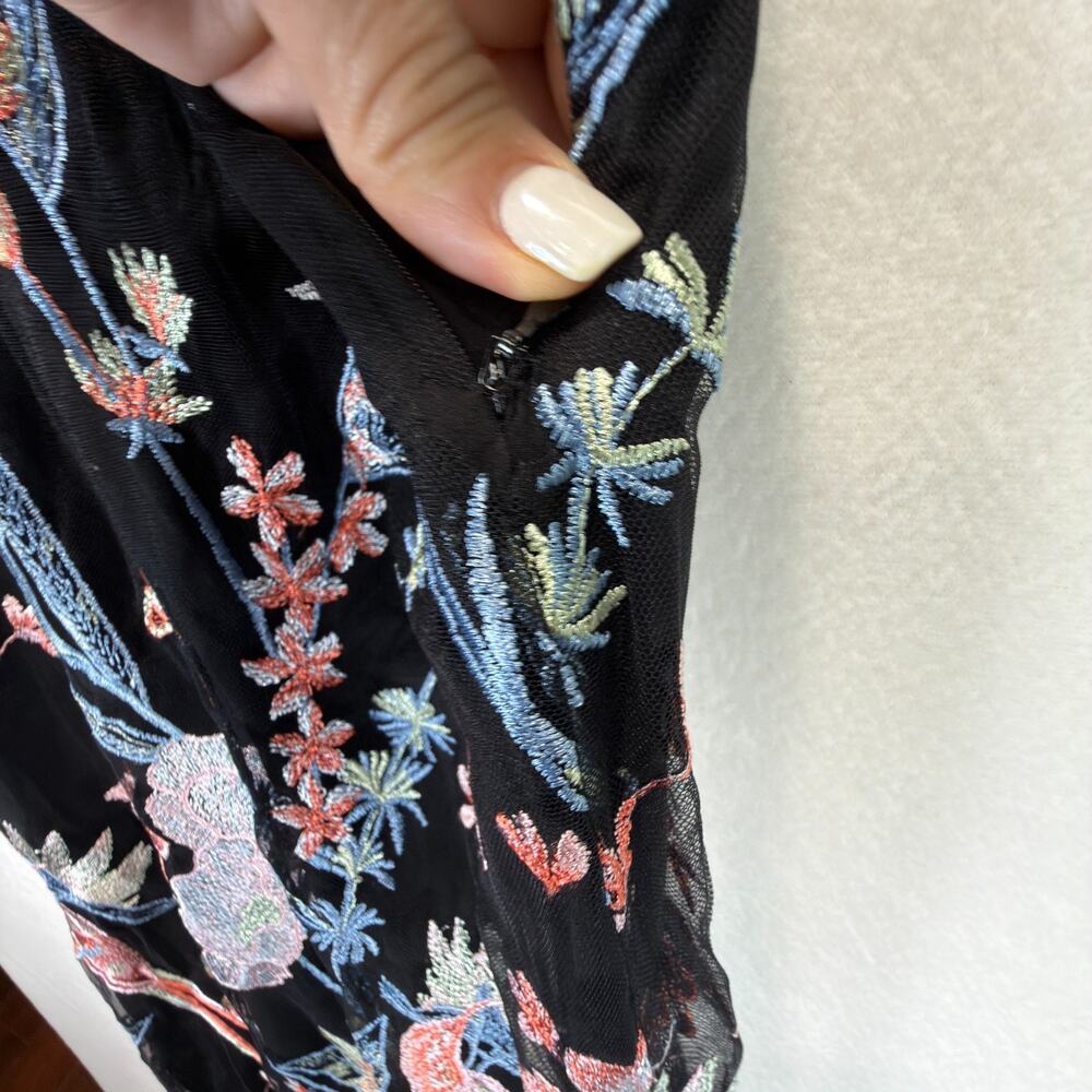 Marchesa Notte Black Embroidered Butterfly Gown Mermaid Formal Dress - Picture 9 of 12